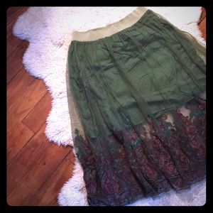 Embroidered Sheer Overlay Skirt